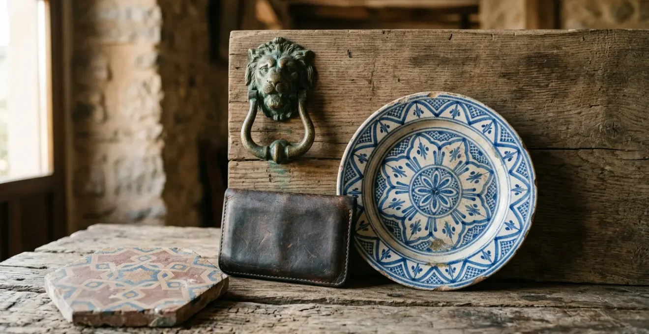 Composición de elementos vintage españoles con estética sostenible y atemporal