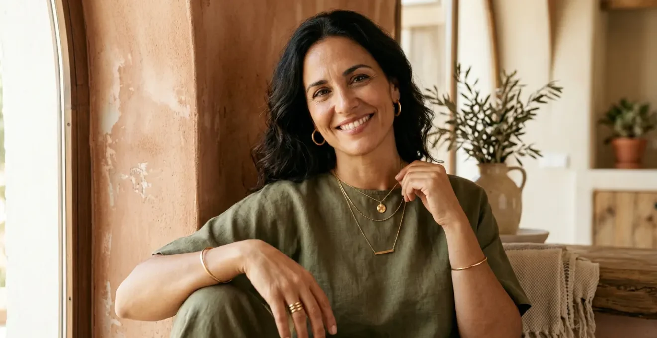 Mujer de 40 años con estilo personal auténtico en contexto español