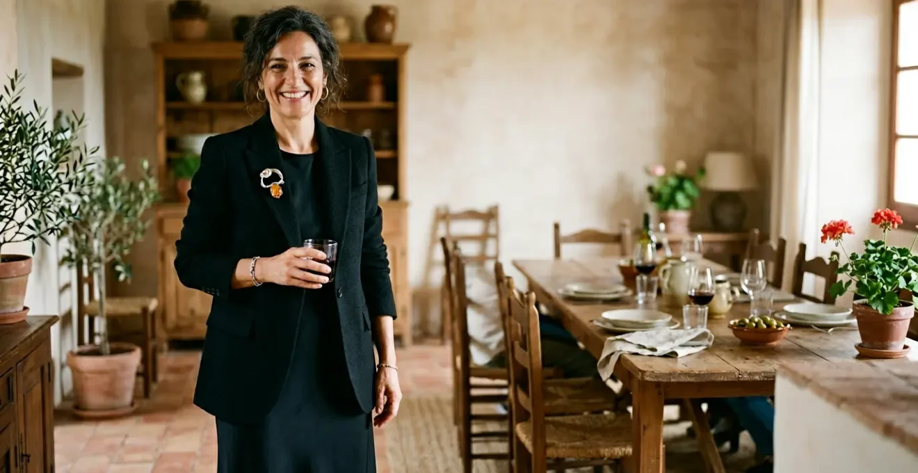 Mujer vestida con elegancia natural en ambiente familiar español sin parecer anticuada
