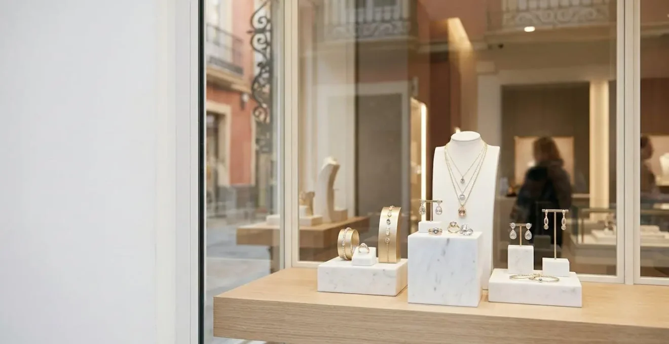 Joyas de colección en display elegante durante las rebajas de enero en España