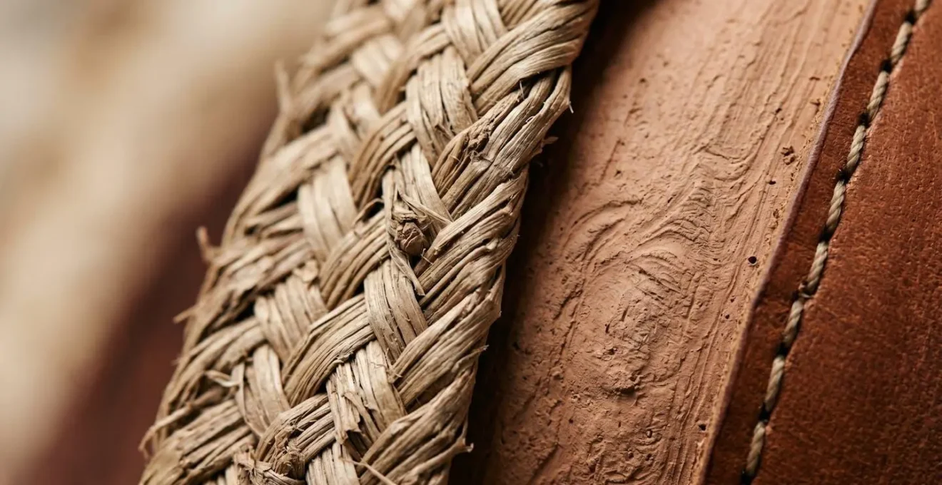 Detalles macro de materiales artesanales españoles mostrando texturas auténticas